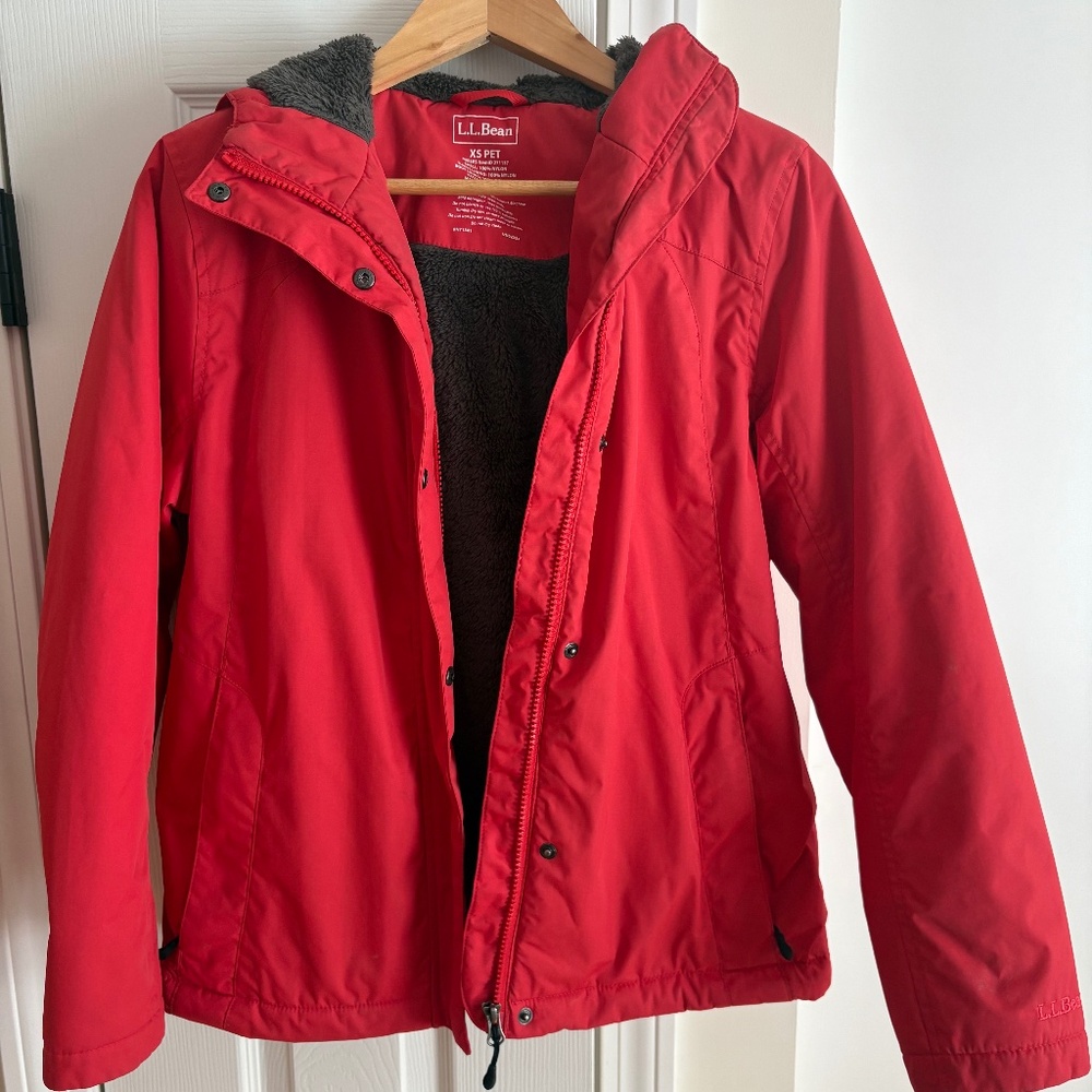 LL Bean Waterproof Fleece-Lined Jacket - XS Petite